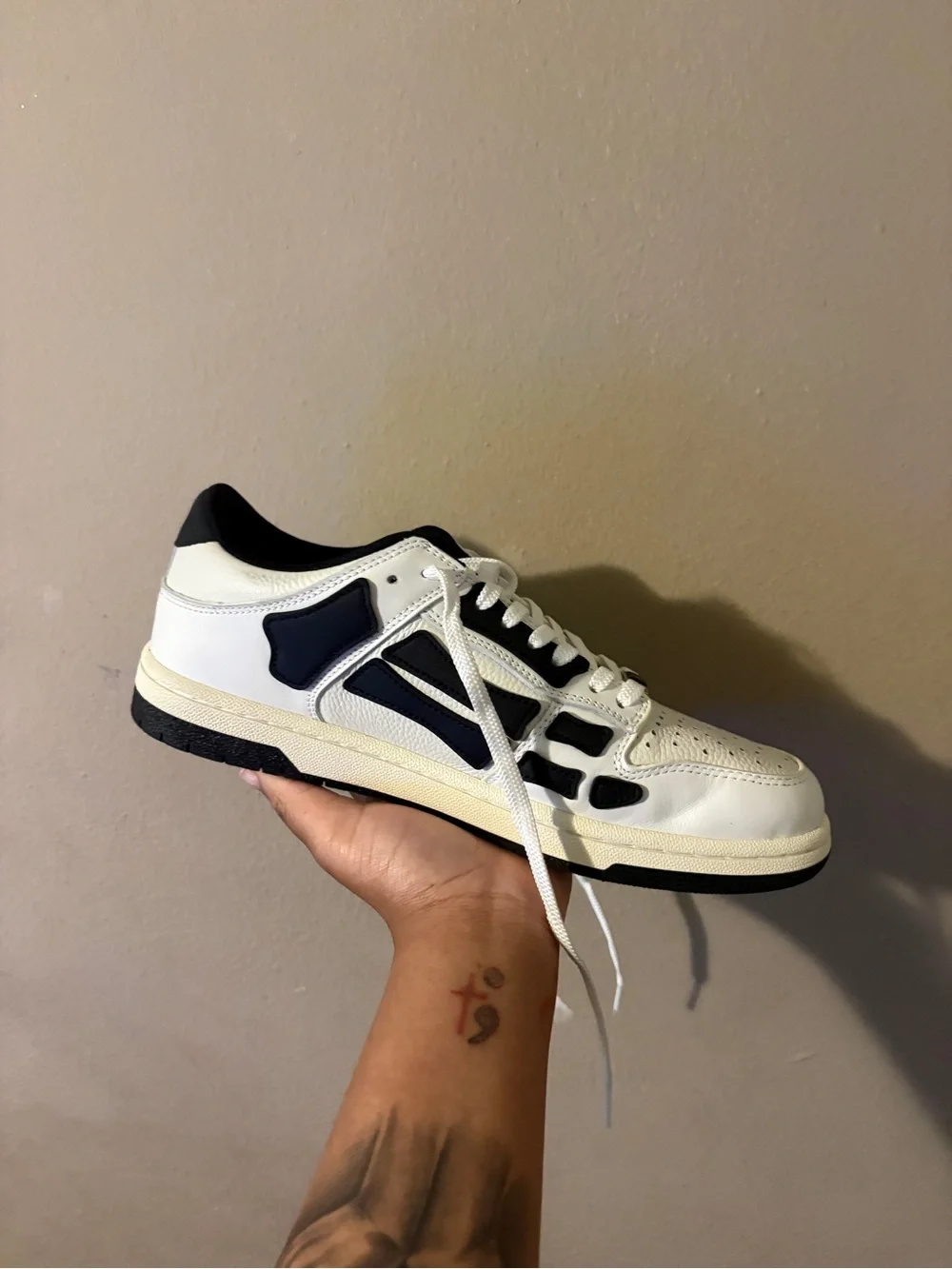 AMIRI Men’s White and Black Low-Top Leather Sneaker